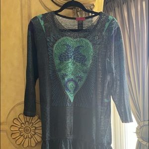 Custo shirt sparkle heart